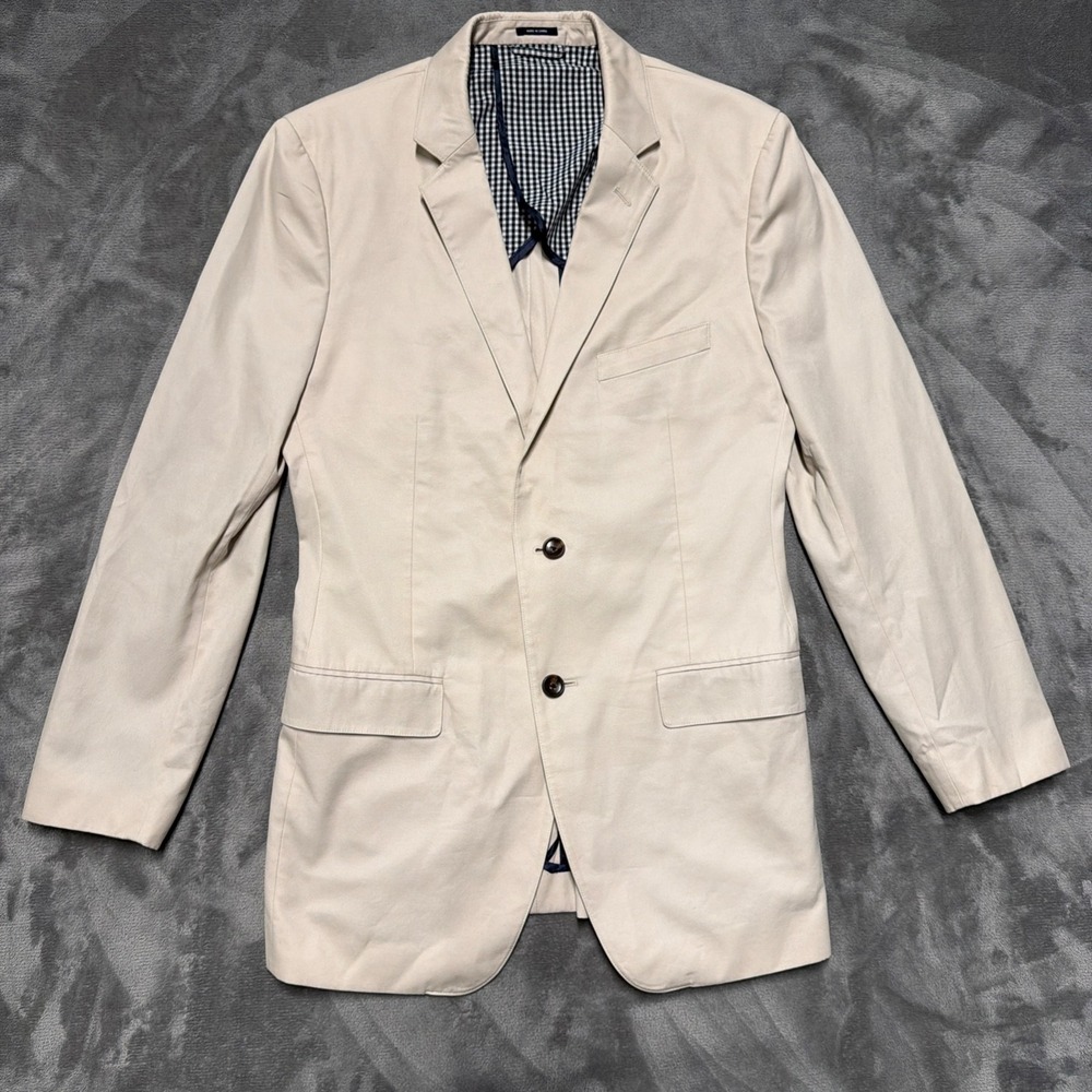 Bonobos Blazer Mens 40L Cream Slim Fit 100% Cotton Two Button Jacket Lined